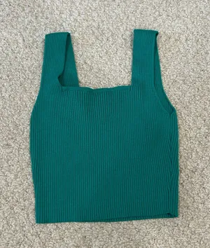 Green ribbed tank top thumbnail 1