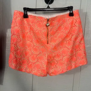 Lilly Pulitzer Marii Seashell Eyelet Mini Skirt Skort Neon Orange Size 4 EUC thumbnail 5