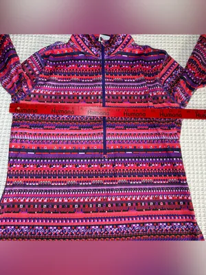 Nike Pro Dri-FIT Womens XL Half Zip Pullover Pink Purple Geometric Stripe Top thumbnail 3