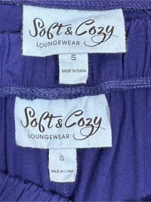 Soft‎ & Cozy Loungewear Embroidered Sleeve Wide Leg Pants Set Blue Small thumbnail 9