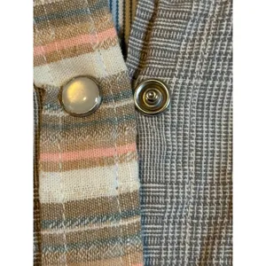 Dress Up Mixed Print Button Down Top Women Small‎ Blue Peplum Striped Plaid Boho thumbnail 10