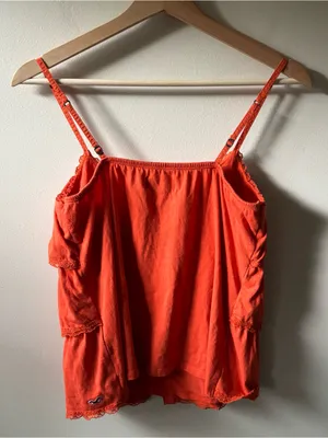 Y2K Hollister Bright Orange Tiered Spaghetti Strap Camisole thumbnail 5