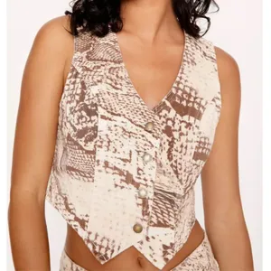 Nasty Gal- Denim Snake Print Waistcoat thumbnail 1
