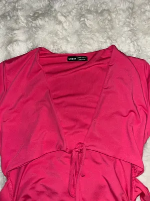 Pink Tied Cutout Wrap Hem Short Dress  thumbnail 11