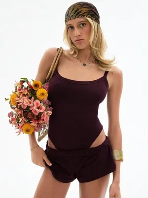 SKIMS Cotton Jersey Scoop Neck Bodysuit in Soot Black Size Small thumbnail 1