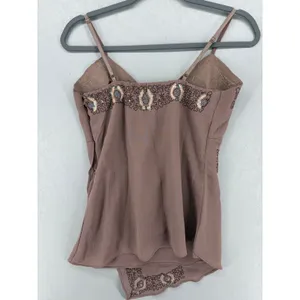 Jennifer Taylor Camisole Women 38 Mauve Embroidered Sequin Asymmetrical‎ Top thumbnail 3