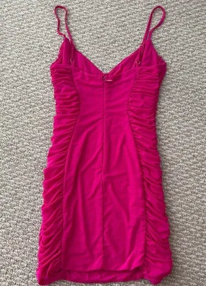 American Threads Hot Pink Ruched Mini Dress thumbnail 10