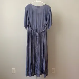 Style In Fashion Boho Beachy Relaxed Lagenlook Embroidered Maxi Dress Plus Blue thumbnail 7