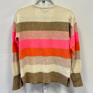 NWT LOFT Women's XS‎ V-Neck Striped Knit Sweater Pink Orange Cream Multi Color thumbnail 2