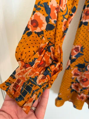 Free People Morning Light Ruched Floral Tie-Front Mini Dress 4 thumbnail 7