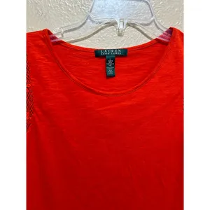 Lauren Ralph Lauren Orange Knit Tank Top with Crochet Trim Sleeveless Large‎ thumbnail 4