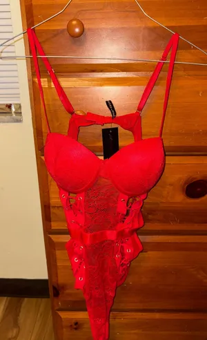 BodyRage Lingerie BodySuit Red Size M thumbnail 1