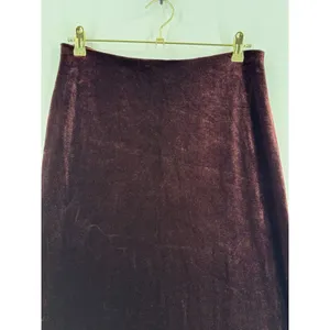 French Connection Burgundy Velvet Maxi Skirt L Made in USA 90s Y2K Column thumbnail 3
