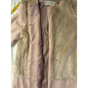 Zara Basic Coat Peacoat Wool Blend Pink Blush Faux Fur Women's XL Wicked thumbnail 7