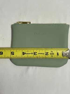 Chelmon Sage Green Faux Leather Zip Coin Purse Pouch Wallet Minimalist Gold Zip thumbnail 3