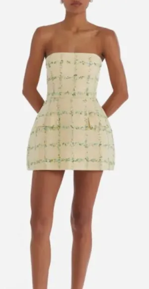 Amanda Uprichard Cream Floral-Check Tweed Mini Dress thumbnail 1