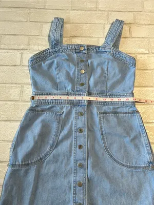 Topshop button up Denim Pinafore dress in Light Wash Size 6 thumbnail 6