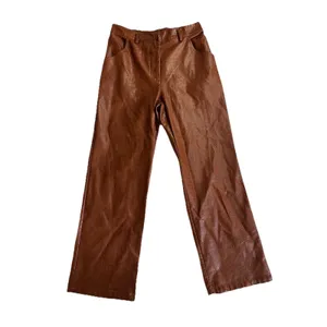 Skies Are Blue Camel Vegan-leather Straight Leg Pants M Embossed thumbnail 3