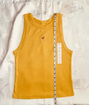 A New Day Women’s Tank Top Size M High Neck Yellow Mustard Ribbed Cocktail thumbnail 3