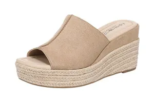 NWT Lifestride Platform Wedge Sandal Slip-On Biscotti Beige Brown 7.5M thumbnail 1