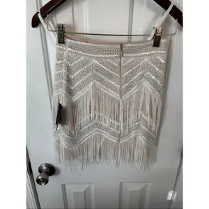 Lulus Soiree of the Decade White Sequin Fringe Two-Piece Mini Dress size XS Coac thumbnail 4