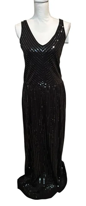 Garnet Hill Womens Black All Over Sequin Maxi Dress Size‎ XS Beach Wedding thumbnail 1