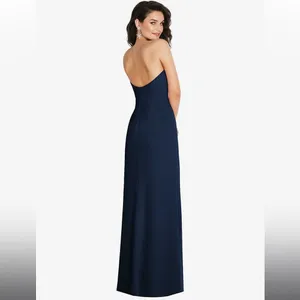 Dessy Collection Navy Blue Strapless Gown thumbnail 2