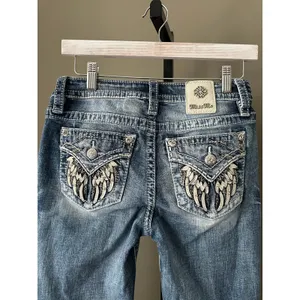 Miss Me Mid Rise Boot Cut Rhinestone Jeans Size 27 Womens thumbnail 5