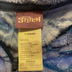 Disney Stitch Blue Hooded Onesie sleepwear size M 8-10 thumbnail 2