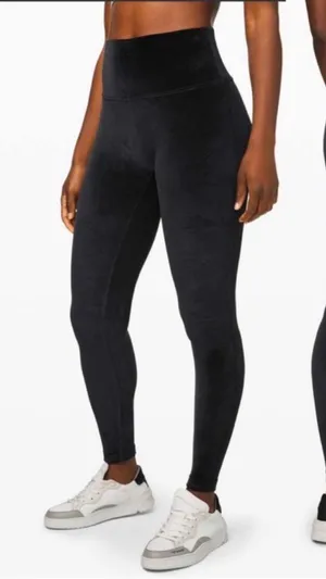 LULULEMON Black Velvet Wunder Lounge‎ HR Tight Velour Size 10 thumbnail 1