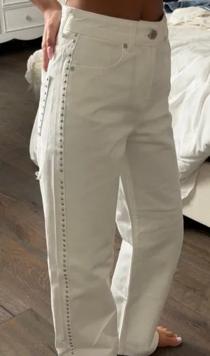 ZARA High-Waisted Studded Jeans thumbnail 1