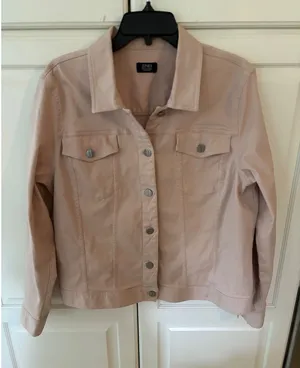 Jones New York Signature Women Light Pink Button Front Twill Jacket‎ Size Medium thumbnail 1