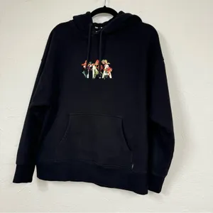 Aritzia TNA Black Floral Embroidered Hoodie Sweatshirt Womens S Boho Casual thumbnail 4