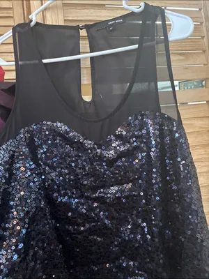 Tally Weijl Black Sequin Overlay Sleeveless Top 42/12 thumbnail 2