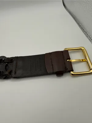 Antonio Melani ladies genuine leather braided boho belt size medium gold buckle thumbnail 11