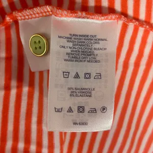 Lands End Orange White Striped Henley Dress XL 18 Short Sleeve‎ Green Belt thumbnail 7