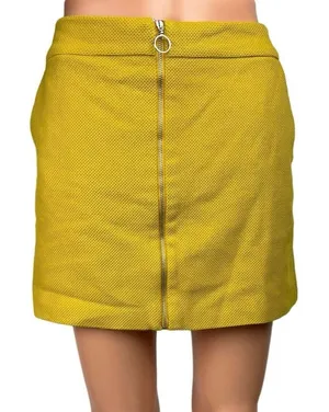 Promod Mustard Yellow Zip Front Pencil Straight Mini Athletic Golf Skirt Size 8 thumbnail 1