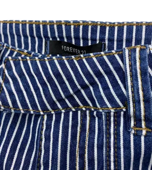 Forever 21 Striped Denim Crop Top and Wide Leg Jean 2 Piece Set Size Small thumbnail 9