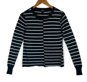 PAIGE Womens XS Merino Wool Blend Black White Striped Knit Sweater Long‎ Sleeve thumbnail 1