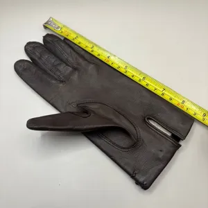 American Vintage VTG Leather Gloves Sz 7 Brown Knit Fabric‎ Lined Unbranded Braided Embellished thumbnail 7