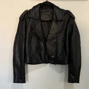 BLANKNYC High Standard Vegan Faux-Leather Crop Moto Jacket Black Size S Small thumbnail 4