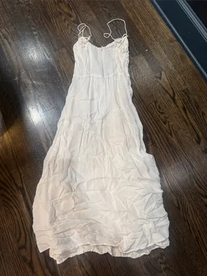 Reformation Cream Lightweight Spaghetti-Strap Dress thumbnail 4