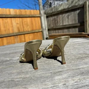 Marc Fisher‎ Norsa Block Heel Braided Sandal gold Leather classy fall size 7.5 thumbnail 6