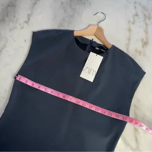 ZARA Dark Slate Grey Cap Sleeve Mini Dress Womens Medium Minimalist Career Chic thumbnail 12