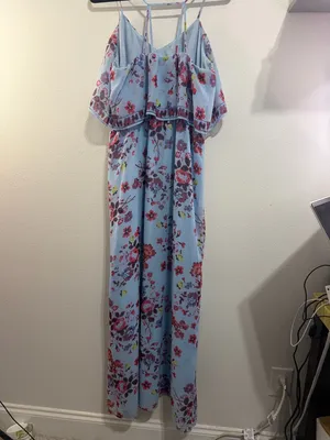 Vera Wang Light Blue Floral Dress thumbnail 2