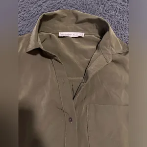 Abercrombie & Fitch satin army green shirt dress size small thumbnail 3