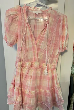 Mable Ruffle Mini Dress Pink Size L thumbnail 1