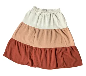 Ninexis Boho‎ Colorblock Tiered Midi Skirt Womens M Coastal Linen Blend GS1828 thumbnail 1