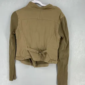 Thread & Supply Womens Jacket Olive Green Mixed Media Utility Moto Small thumbnail 3