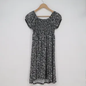 Derek Heart Maternity Smocked Floral Dress Black White Ditsy Square Neck Medium thumbnail 4